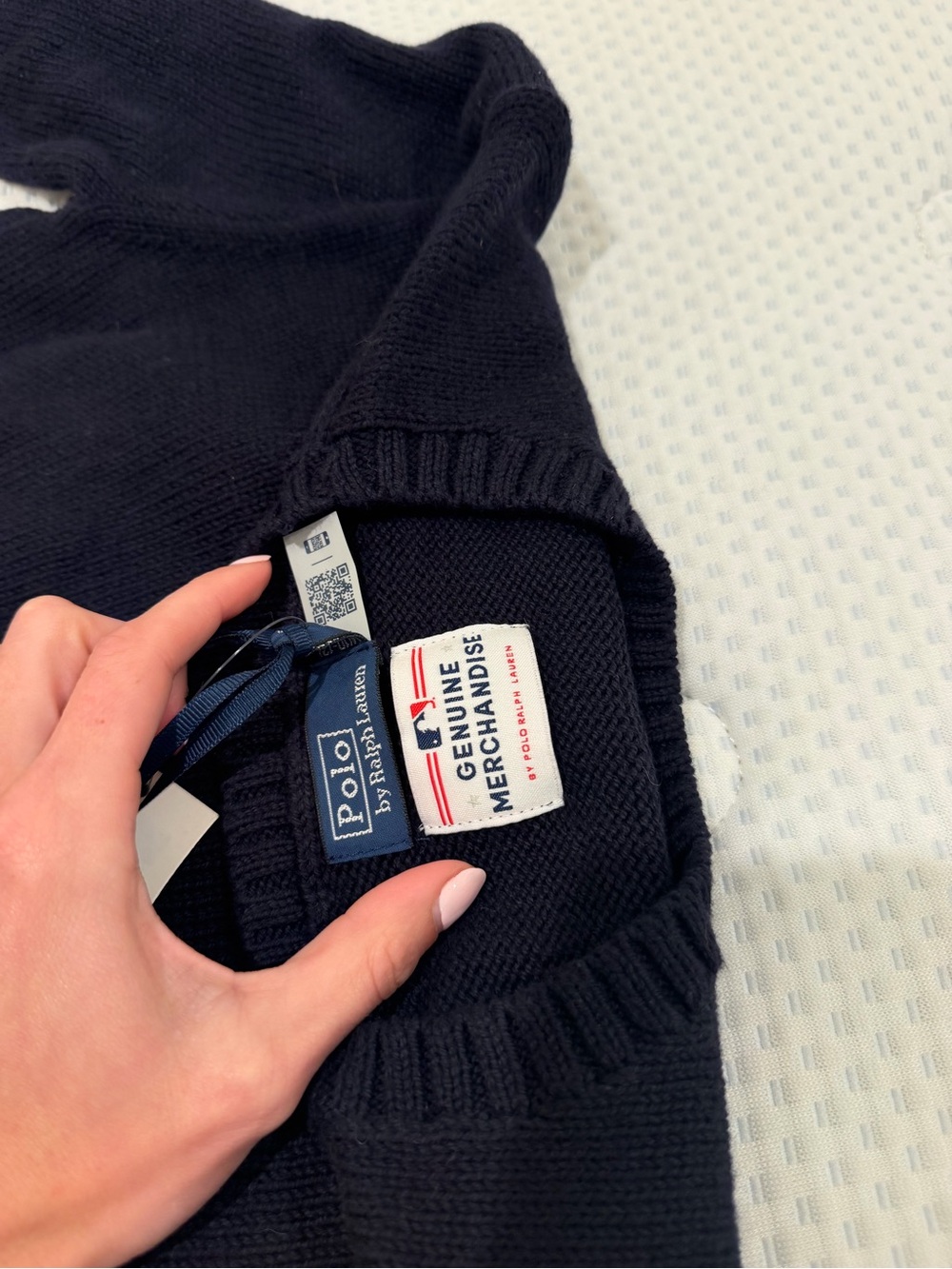 Ralph Lauren Kids Navy Polo Bear Baseball Sweater 10-12 - Picture 5 of 5